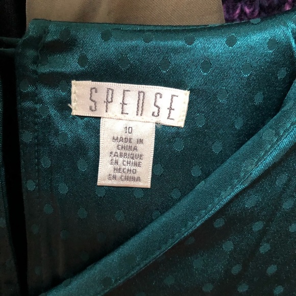 SPENSE NWT Teal Satin Polka-dot Dress 10 🤩 R2 - Picture 8 of 10